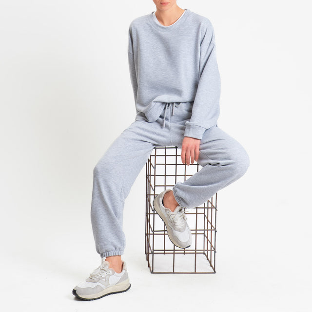 Zeroassoluto-Felpa scatola manica lunga con spacchi laterali stone wash high qualityi - grey