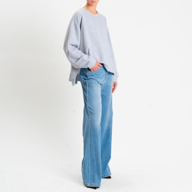 Zeroassoluto-Felpa scatola manica lunga con spacchi laterali stone wash high qualityi - grey