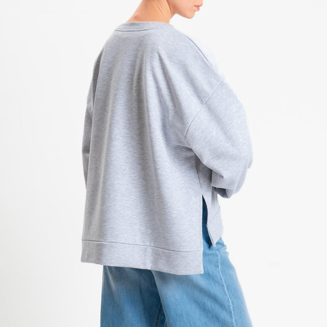 Zeroassoluto-Felpa scatola manica lunga con spacchi laterali stone wash high qualityi - grey