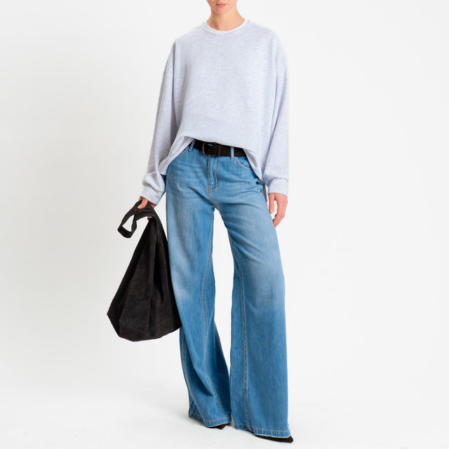 Zeroassoluto-Felpa scatola manica lunga con spacchi laterali stone wash high quality - light grey