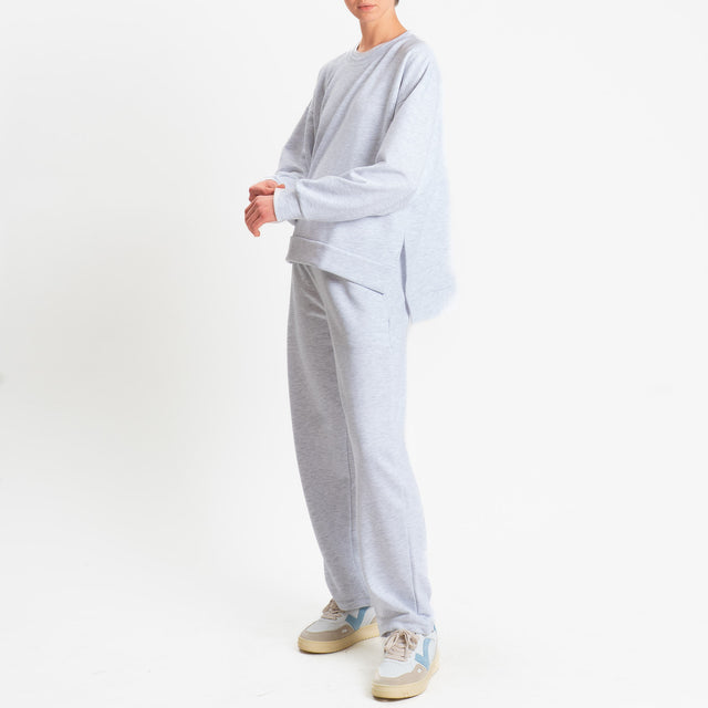 Zeroassoluto-Felpa scatola manica lunga con spacchi laterali stone wash high quality - light grey