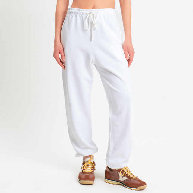 Zeroassoluto-Pantalone in felpa con coulisse stone wash high quality - latte