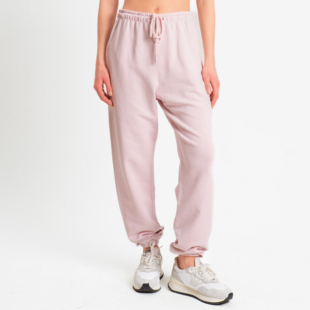 Zeroassoluto-Pantalone in felpa con coulisse stone wash high quality - light pink
