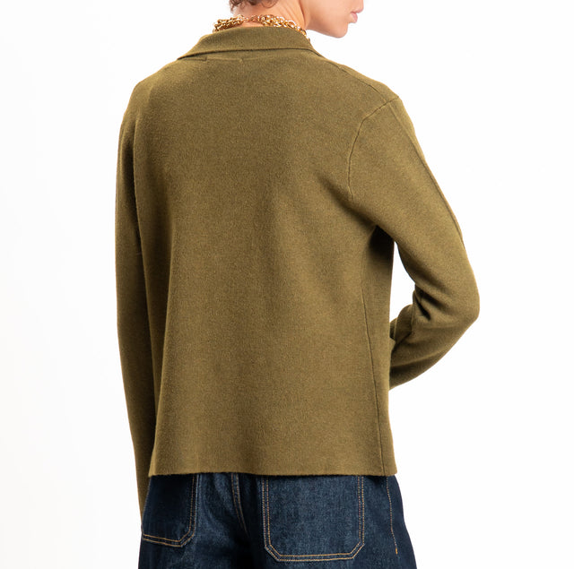 Zeroassoluto-Giacca in maglia bottoni in osso - militare
