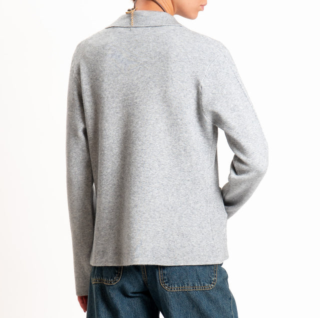Zeroassoluto-Giacca in maglia bottoni in osso - perla