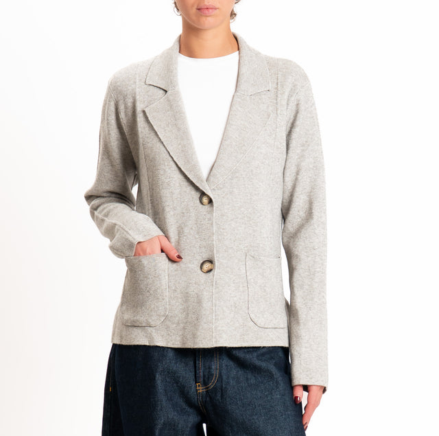 Zeroassoluto-Giacca in maglia bottoni in osso - stone