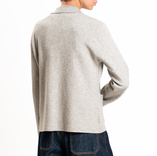 Zeroassoluto-Giacca in maglia bottoni in osso - stone