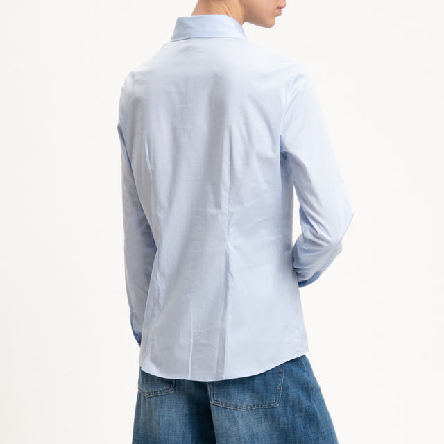 Zeroassoluto-Camicia slim fit cotone elasticizzato - celeste