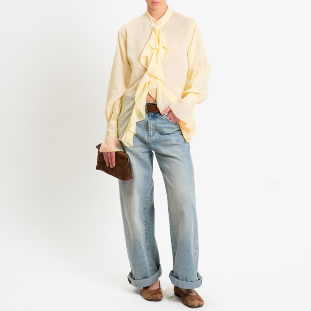 Zeroassoluto-Camicia jabot mussola di tencel/cotone - yellow