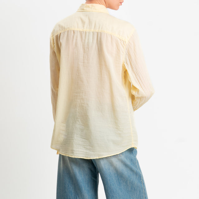 Zeroassoluto-Camicia rouches mussola di tencel/cotone - yellow