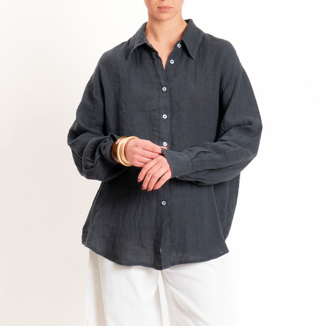 Zeroassoluto-Camicia 100% lino premium washed - piombo