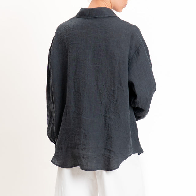 Zeroassoluto-Camicia 100% lino premium washed - piombo