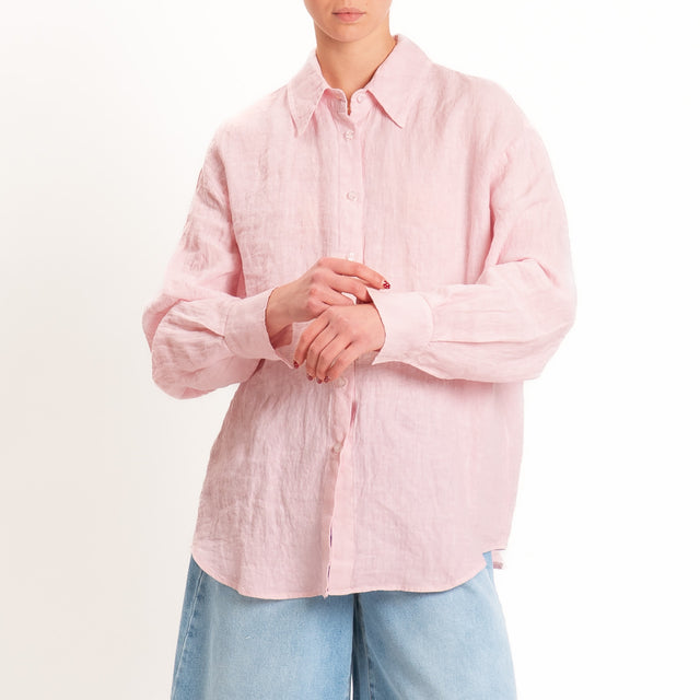 Zeroassoluto-Camicia 100% lino premium washed - light pink
