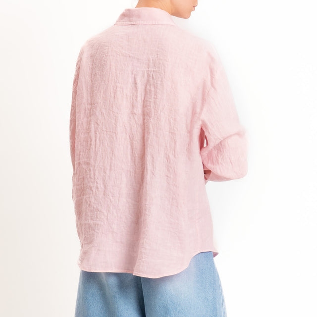 Zeroassoluto-Camicia 100% lino premium washed - light pink