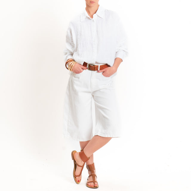 Zeroassoluto-Camicia 100% lino premium washed - bianco