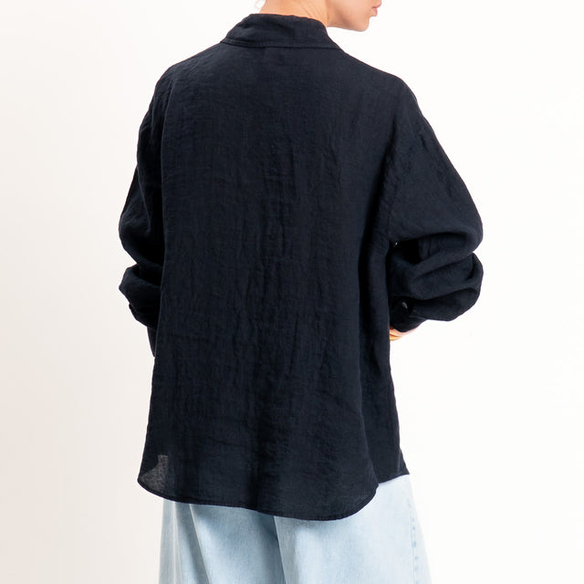 Zeroassoluto-Camicia 100% lino premium washed - blu
