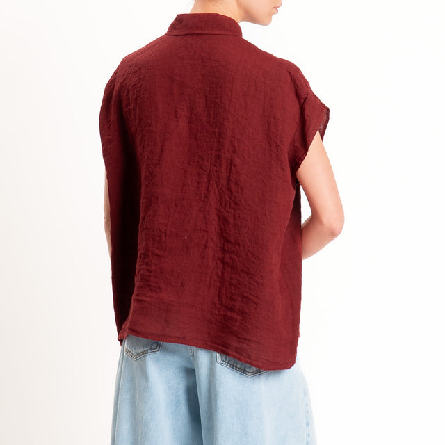 Zeroassoluto-Camicia smanicata 100% lino premium washed - india