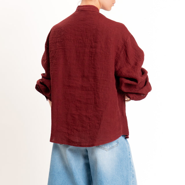 Zeroassoluto-Camicia collo coreana 100% lino premium washed - india