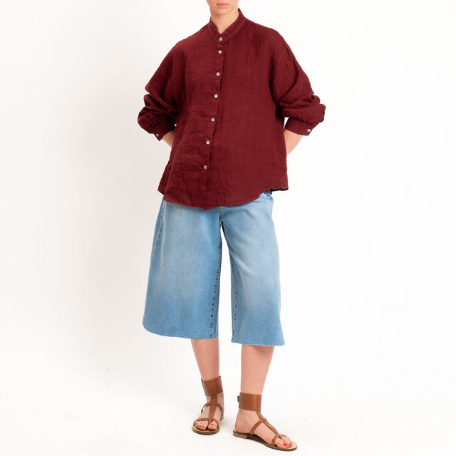 Zeroassoluto-Camicia collo coreana 100% lino premium washed - india