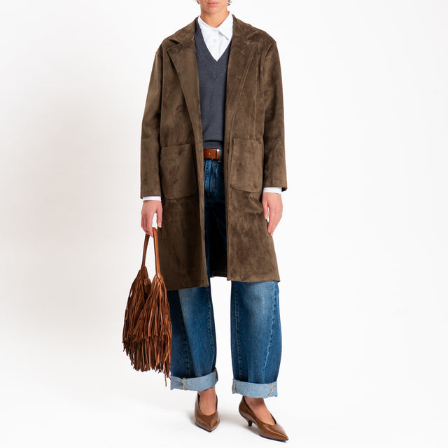 Zeroassoluto-Cappotto effetto suede - fango