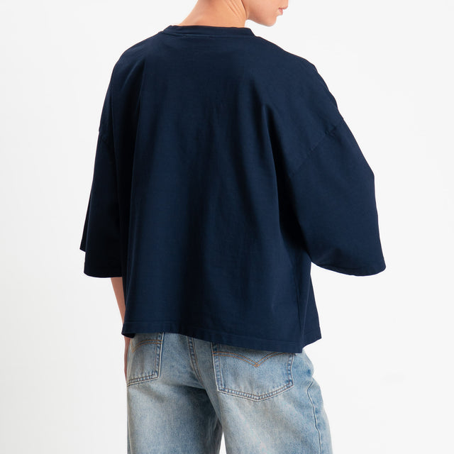 Zeroassoluto-Felpa scatola manica 3/4 stone wash high quality - blu