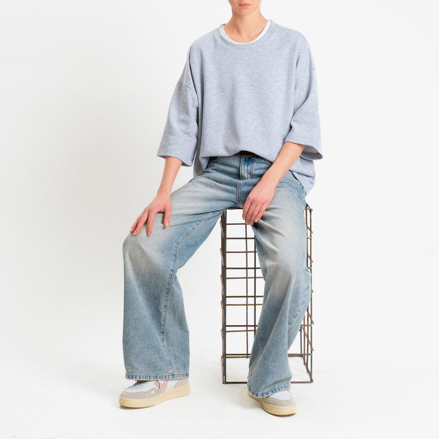 Zeroassoluto-Felpa scatola manica 3/4 stone wash high quality - grey