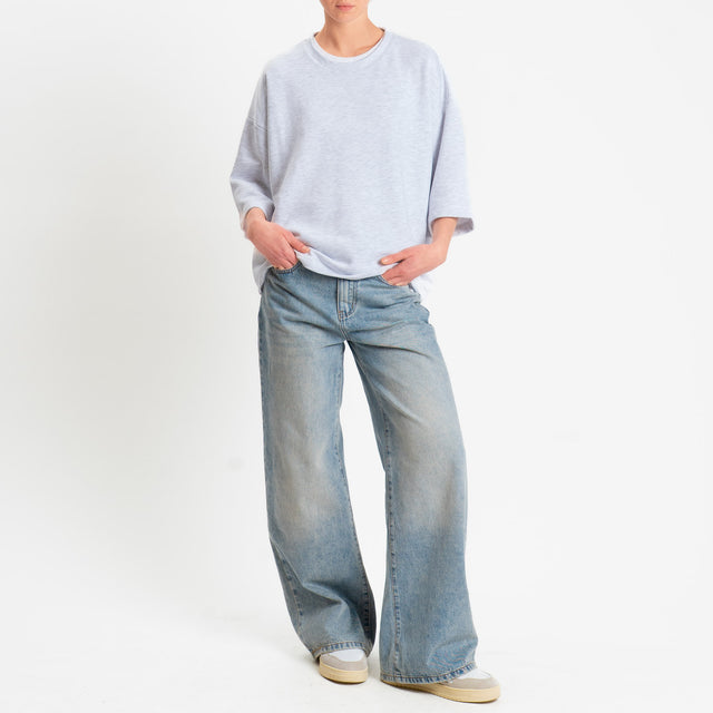 Zeroassoluto-Felpa scatola manica 3/4 stone wash high quality - light grey