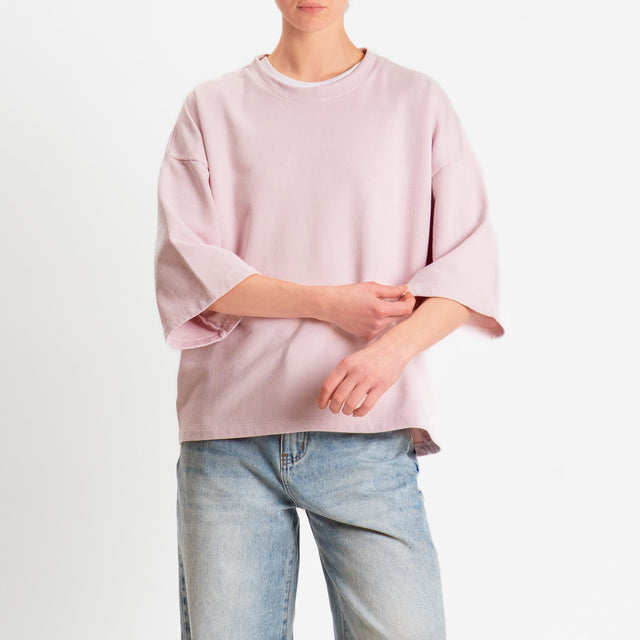 Zeroassoluto-Felpa scatola manica 3/4 stone wash high quality - light pink