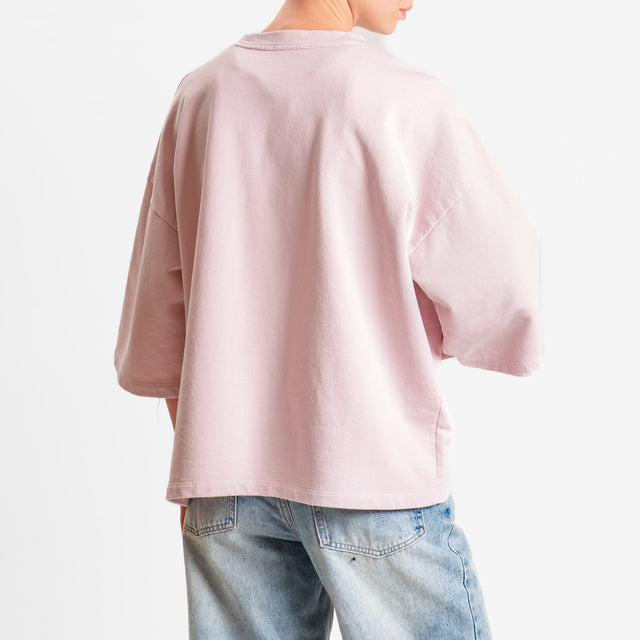 Zeroassoluto-Felpa scatola manica 3/4 stone wash high quality - light pink