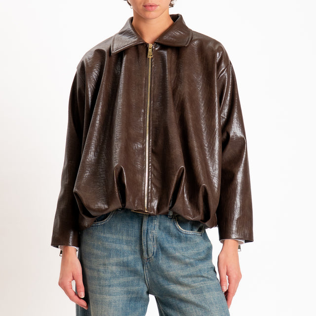 Zeroassoluto-Giacca bomber similpelle - moro