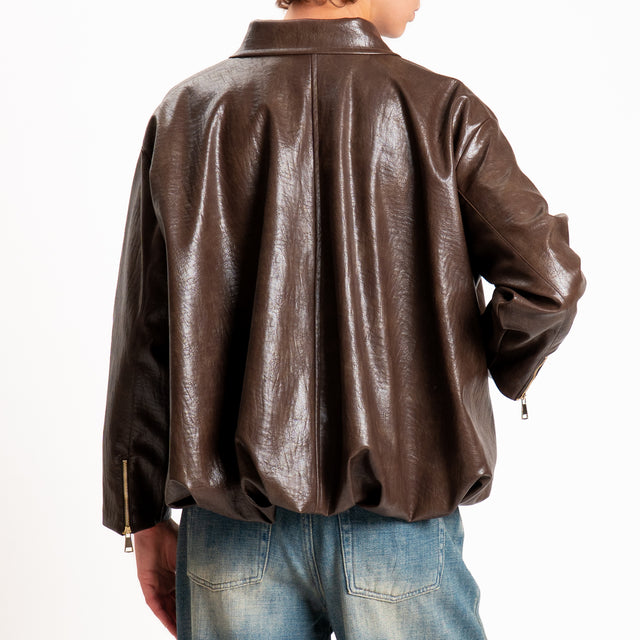 Zeroassoluto-Giacca bomber similpelle - moro