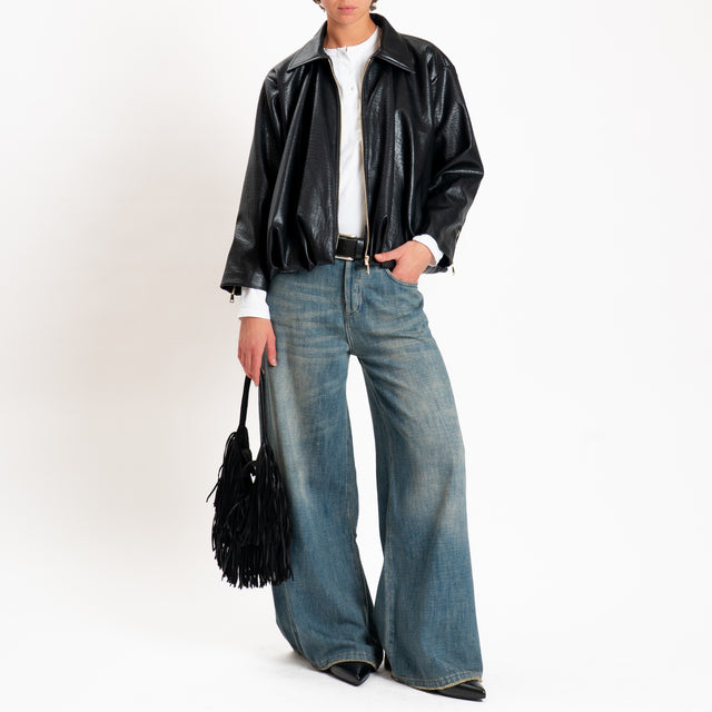 Zeroassoluto-Giacca bomber similpelle - nero