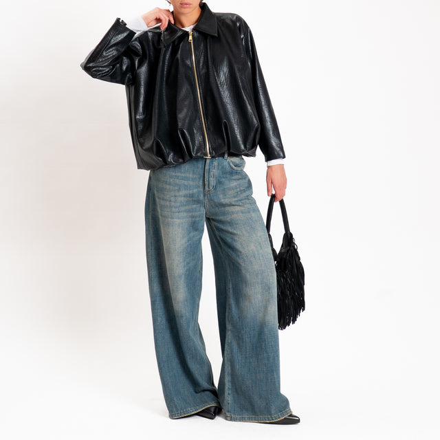 Zeroassoluto-Giacca bomber similpelle - nero
