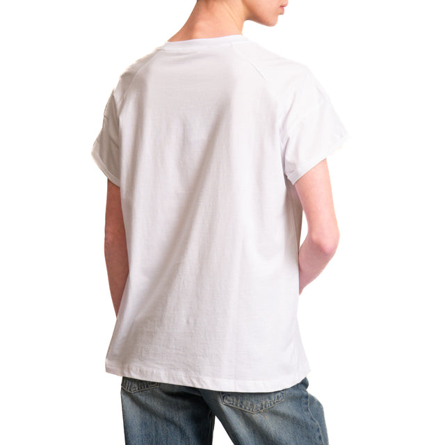 Camiseta Zeroassoluto con flores y lentejuelas - blanca
