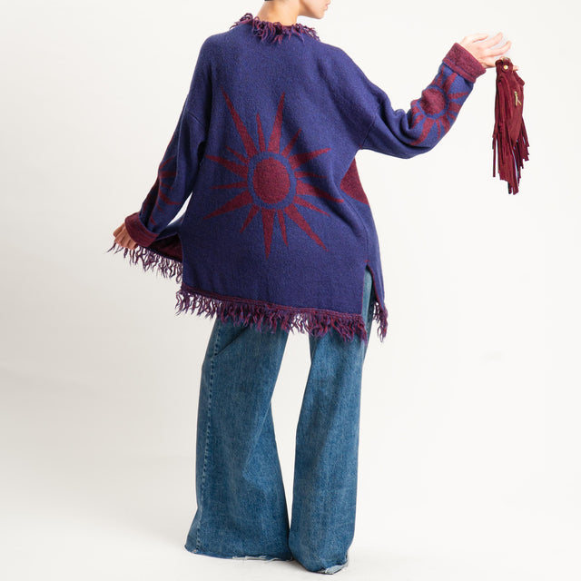 Zeroassoluto-Cardigan mohair fantasia sun DOUBLE FACE - blu/vino