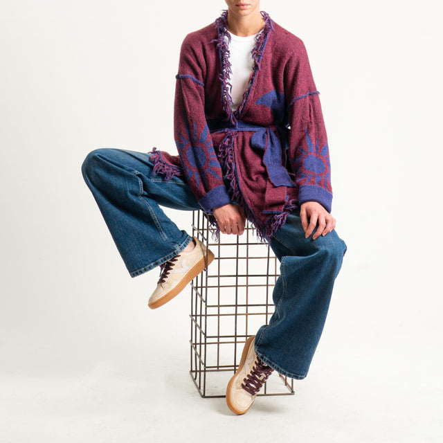 Zeroassoluto-Cardigan mohair fantasia sun DOUBLE FACE - blu/vino