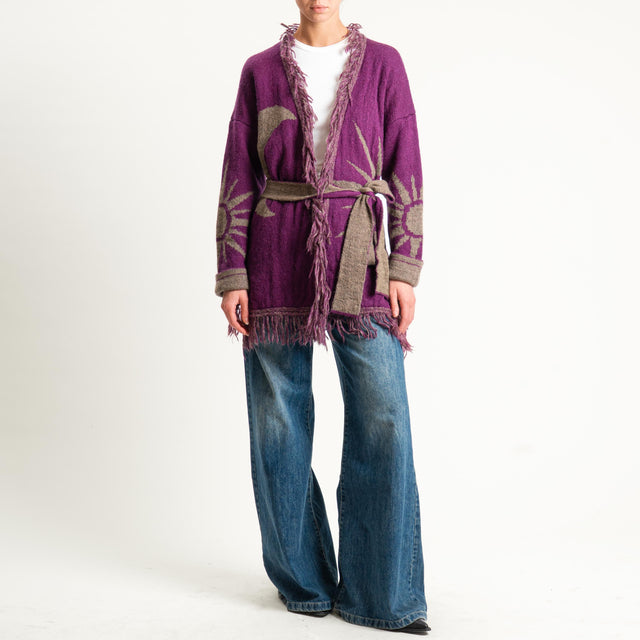 Zeroassoluto-Cardigan mohair fantasia sun DOUBLE FACE - malva/taupe