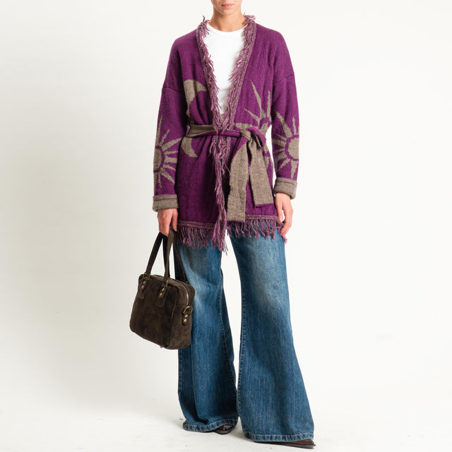 Zeroassoluto-Cardigan mohair fantasia sun DOUBLE FACE - malva/taupe