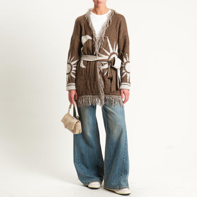 Zeroassoluto-Cardigan mohair fantasia sun DOUBLE FACE - moro/latte