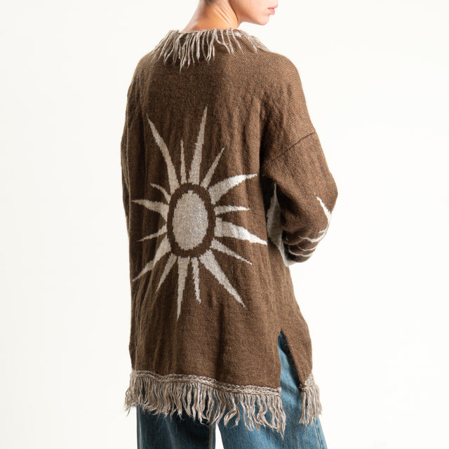 Zeroassoluto-Cardigan mohair fantasia sun DOUBLE FACE - moro/latte