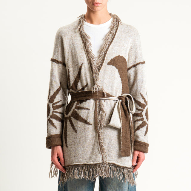 Zeroassoluto-Cardigan mohair fantasia sun DOUBLE FACE - moro/latte