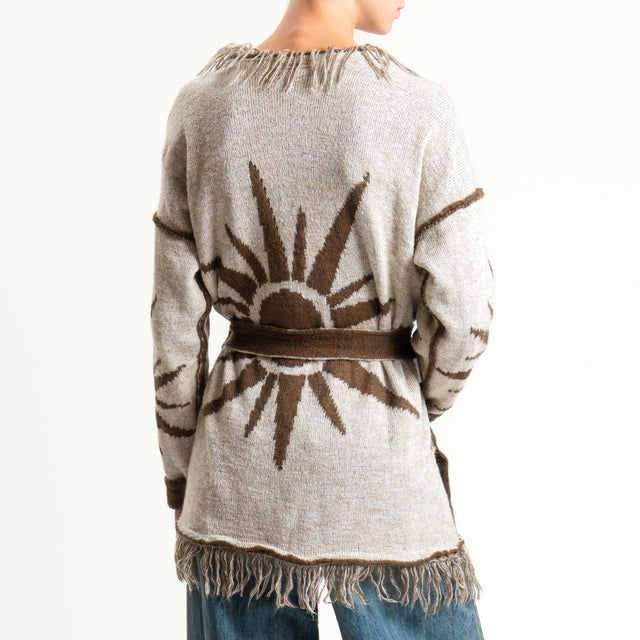 Zeroassoluto-Cardigan mohair fantasia sun DOUBLE FACE - moro/latte