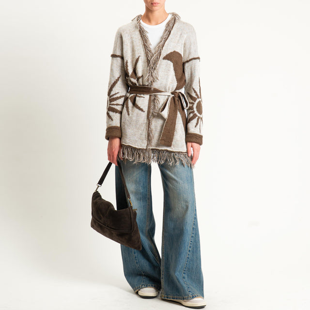Zeroassoluto-Cardigan mohair fantasia sun DOUBLE FACE - moro/latte