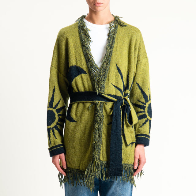 Zeroassoluto-Cardigan mohair fantasia sun DOUBLE FACE - olio/nero