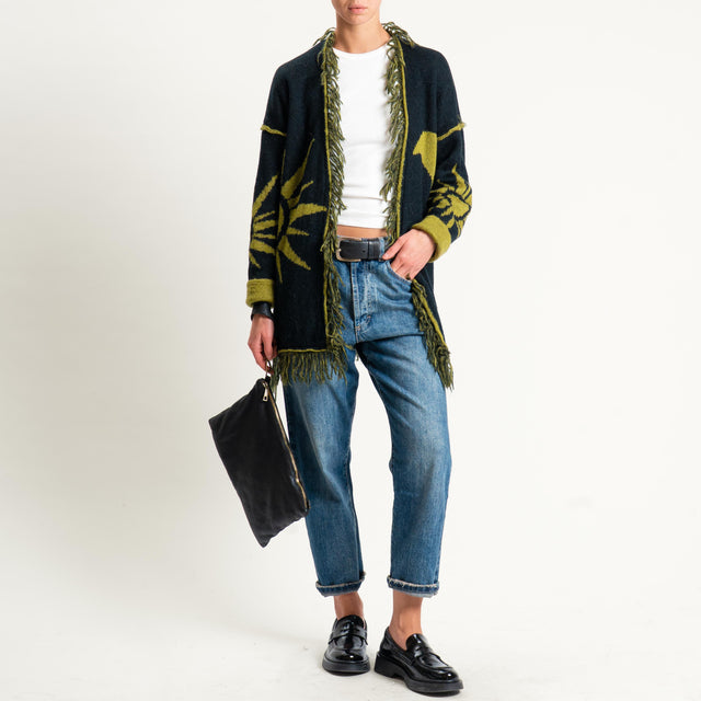 Zeroassoluto-Cardigan mohair fantasia sun DOUBLE FACE - olio/nero