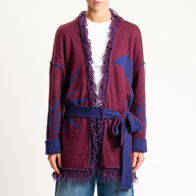 Zeroassoluto-Cardigan mohair fantasia sun DOUBLE FACE - blu/vino (B)