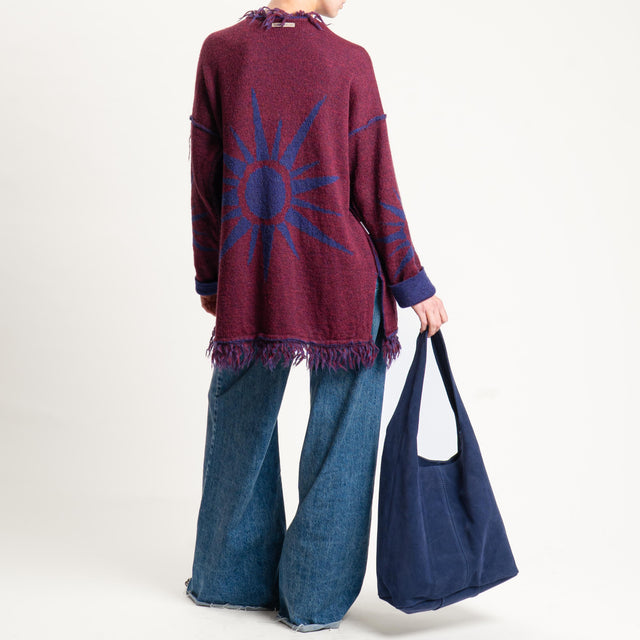 Zeroassoluto-Cardigan mohair fantasia sun DOUBLE FACE - blu/vino (B)