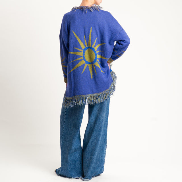 Zeroassoluto-Cardigan mohair fantasia sun DOUBLE FACE - indaco/olio (B)