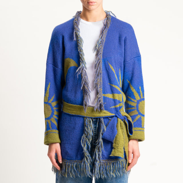Zeroassoluto-Cardigan mohair fantasia sun DOUBLE FACE - indaco/olio (B)
