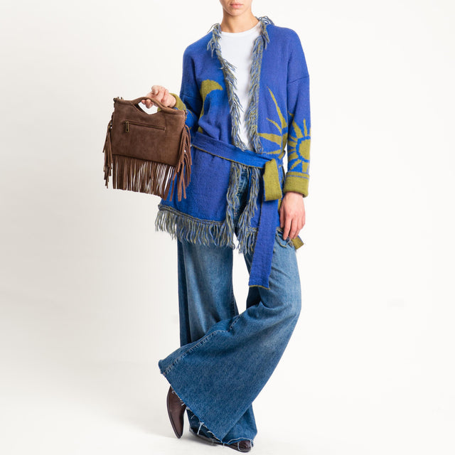 Zeroassoluto-Cardigan mohair fantasia sun DOUBLE FACE - indaco/olio (B)